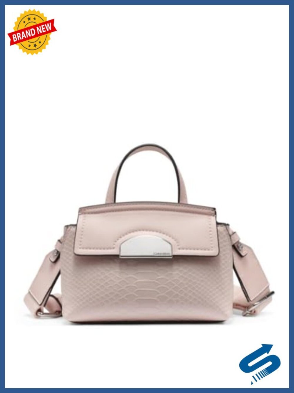 Mini Crossbody Bag with Faux Snake Detail, Snap Closure